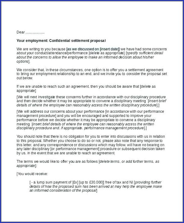 Paye Settlement Agreement Letter Template Paye Settlement Agreement Letter Template