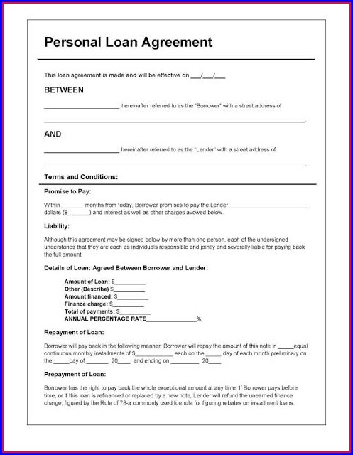 Personal Loan Agreement Templates Personal Loan Agreement Templates