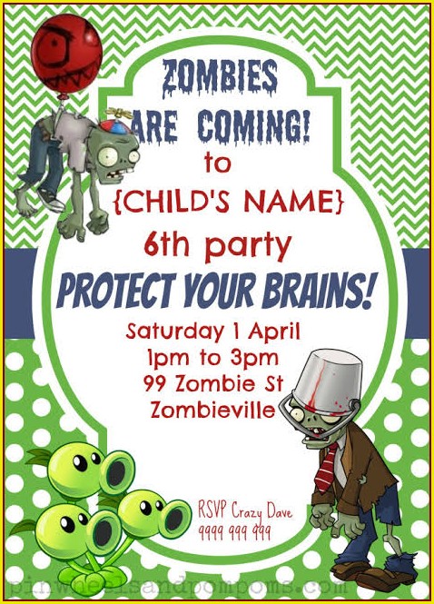 Plants Vs Zombies Party Invitation Template Plants Vs Zombies Party Invitation Template