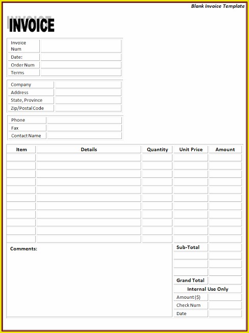 Printable Blank Invoice Template Free Printable Blank Invoice Template Free