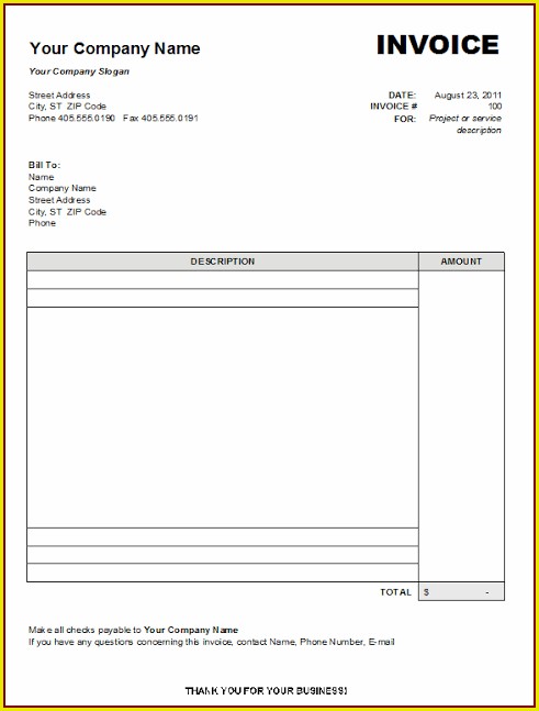 Printable Blank Invoice Template Word Printable Blank Invoice Template Word