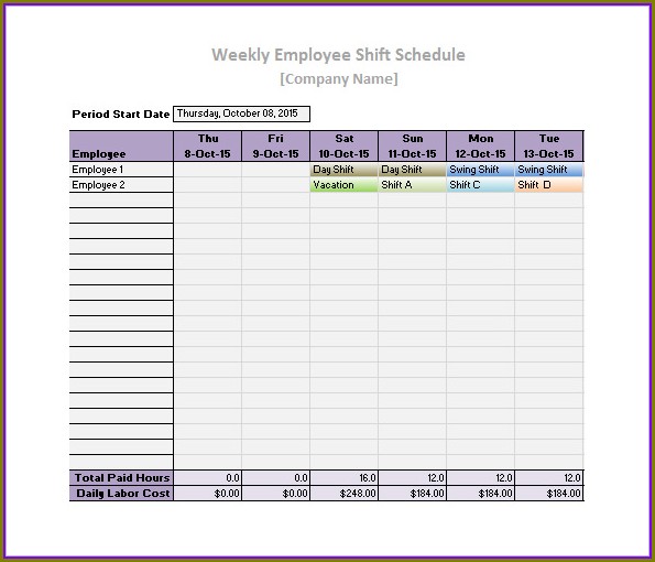 Printable Employee Schedule Template Excel Printable Employee Schedule Template Excel