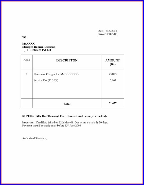 Recruitment Invoice Template Recruitment Invoice Template