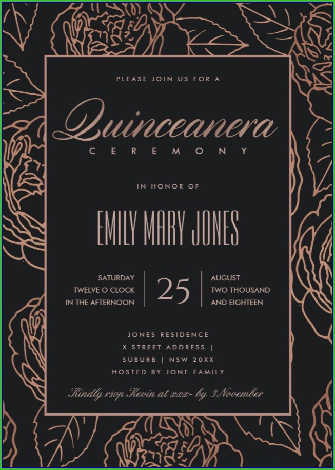 Rose Gold And Black Invitation Template Rose Gold And Black Invitation Template