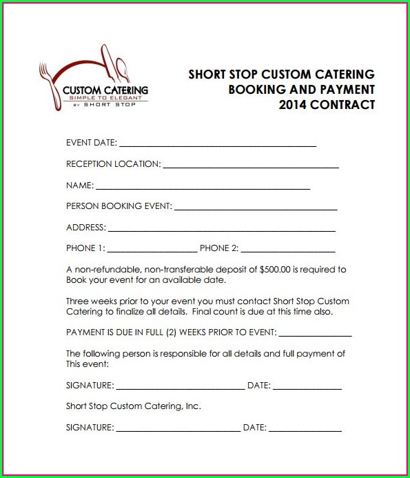 Sample Catering Contract Template Free Sample Catering Contract Template Free
