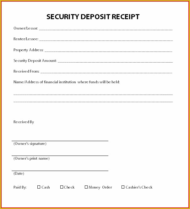 Security Deposit Invoice Template Security Deposit Invoice Template