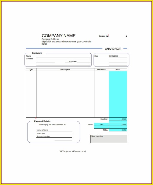 Self Employed Printable Blank Invoice Template Self Employed Printable Blank Invoice Template