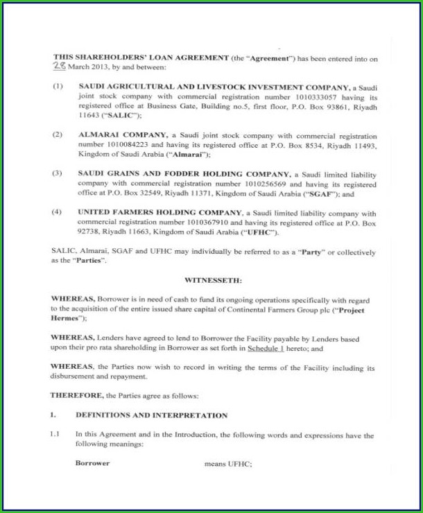 Shareholder Loan Agreement Template Free Shareholder Loan Agreement Template Free