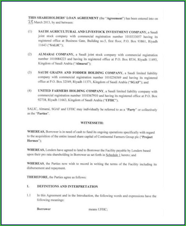 Shareholder Loan Agreement Template Word Shareholder Loan Agreement Template Word