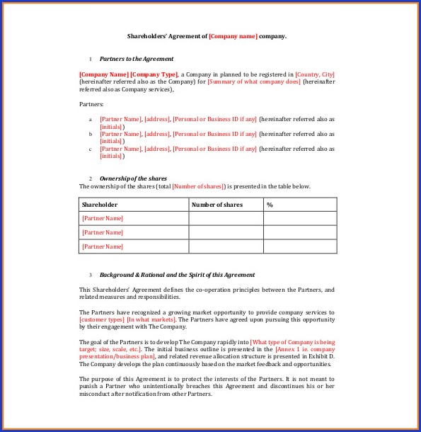 Shareholders Agreement Template Uk Free Shareholders Agreement Template Uk Free