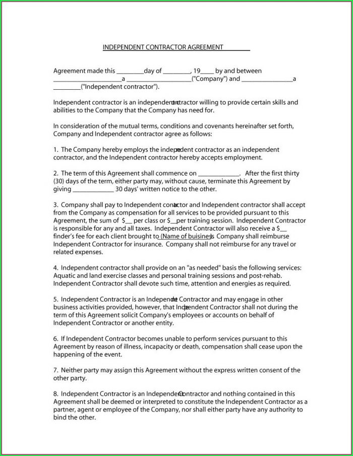 Simple Independent Contractor Agreement Template Simple Independent Contractor Agreement Template