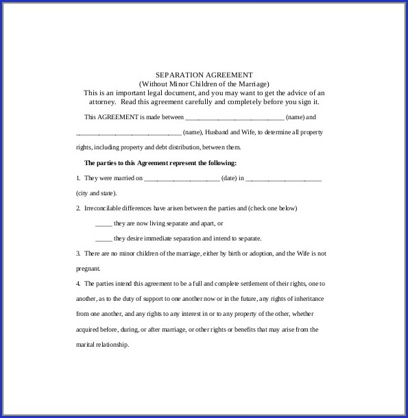 Simple Separation Agreement Template Simple Separation Agreement Template