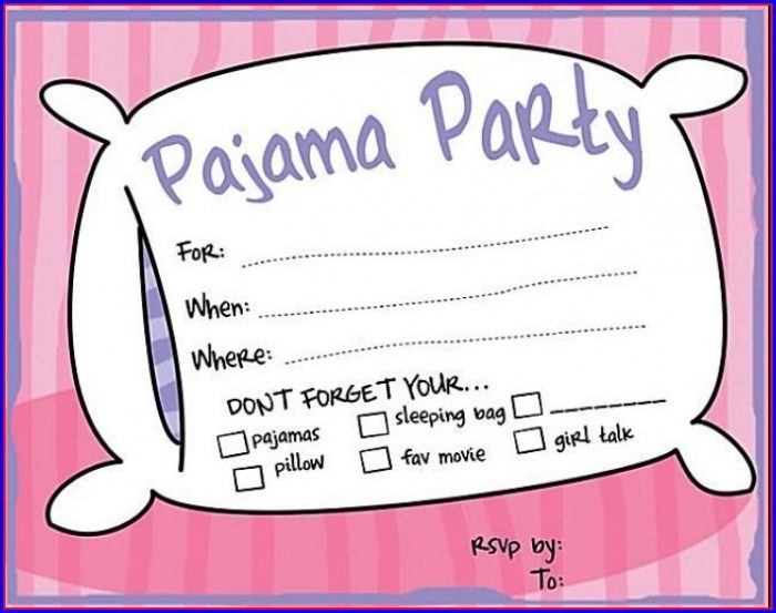 Sleepover Invitation Template Free Sleepover Invitation Template Free