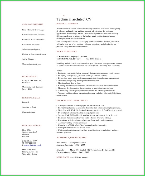 Software Architect Resume Template Software Architect Resume Template