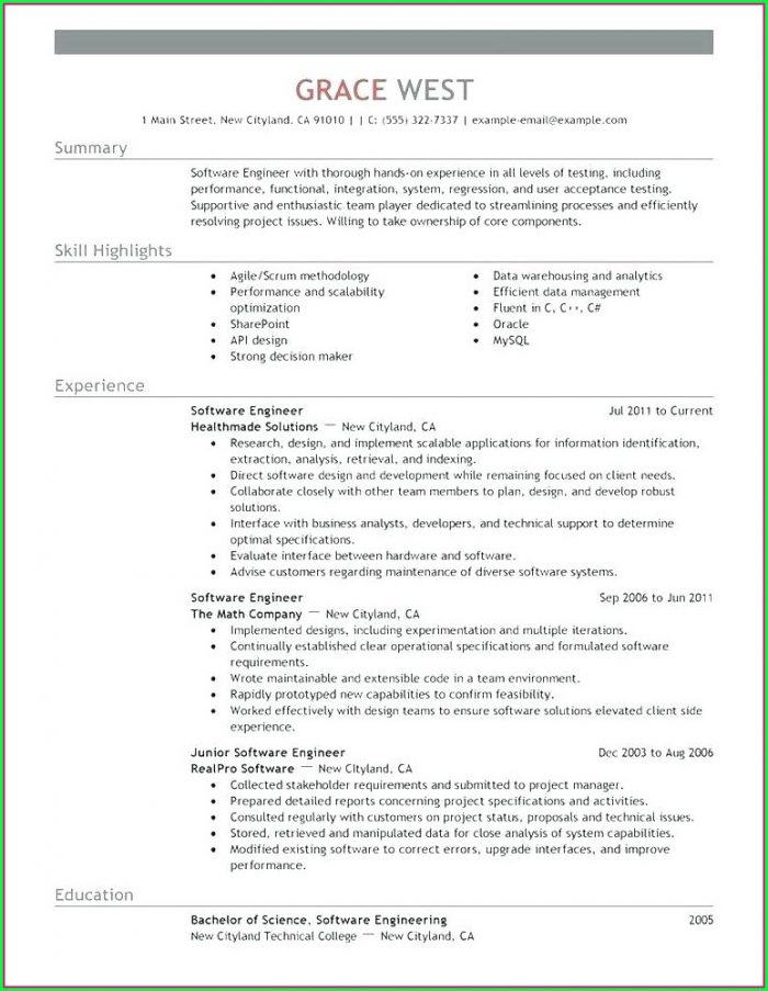 Software Engineer Resume Template Microsoft Word Download Software Engineer Resume Template Microsoft Word Download
