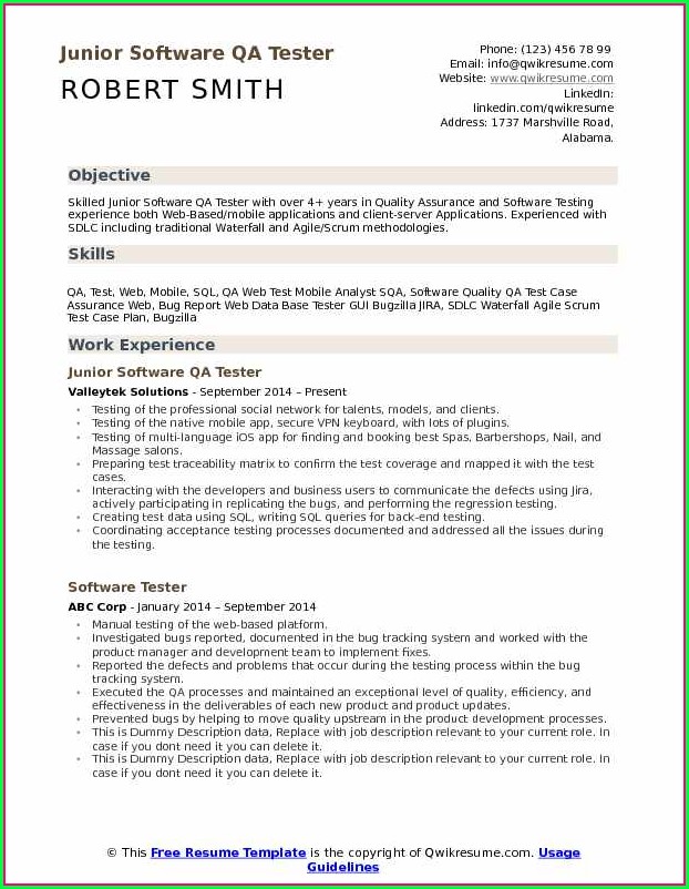 Software Tester Resume Template Software Tester Resume Template