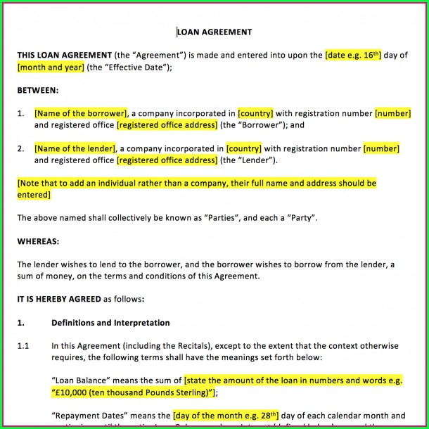 Standard Loan Agreement Template Uk Standard Loan Agreement Template Uk