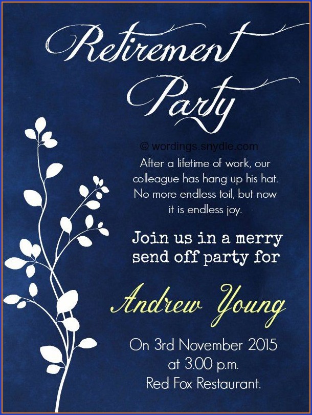 Template Retirement Party Invitation Wording Template Retirement Party Invitation Wording