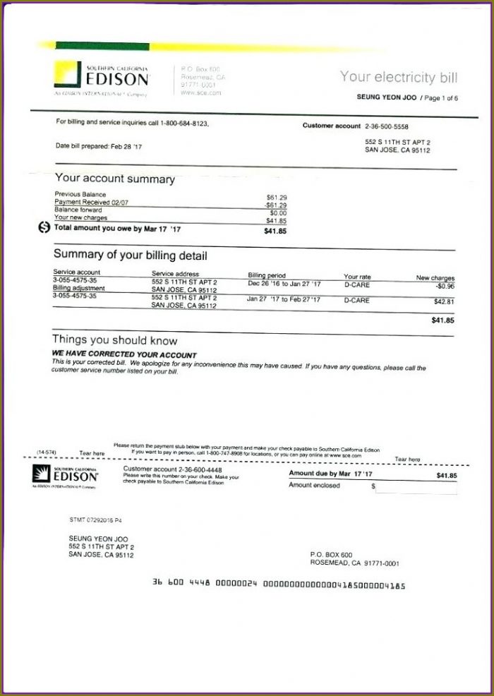 Utility Bill Template Free Download Utility Bill Template Free Download