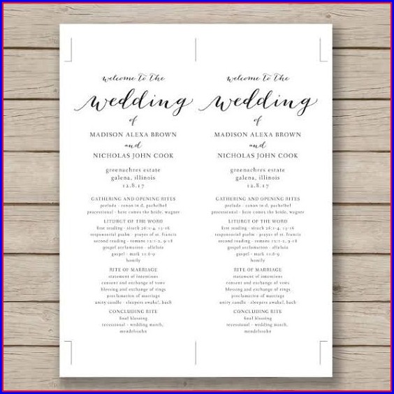 Wedding Pamphlet Template Wedding Pamphlet Template