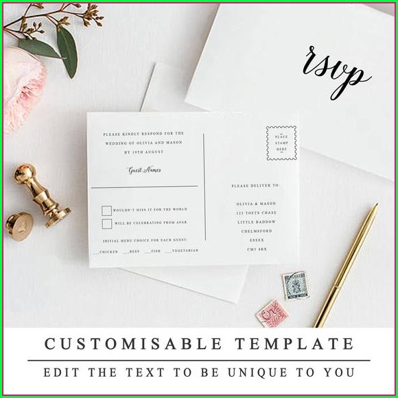 Wedding Rsvp Postcard Template Wedding Rsvp Postcard Template