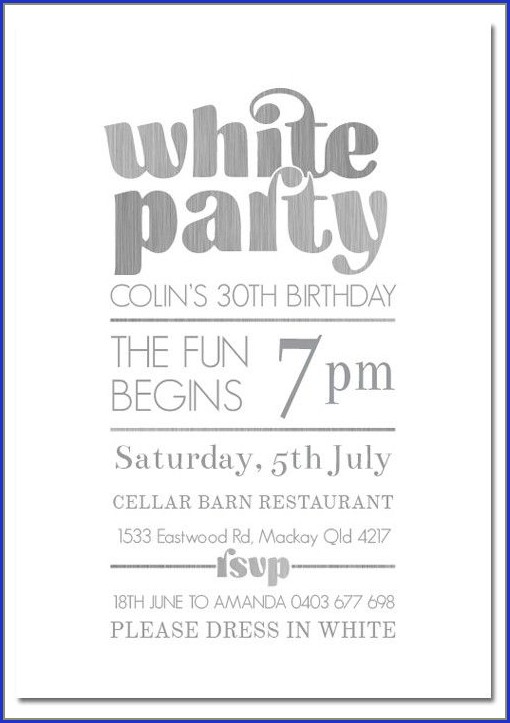 White Party Invitation Template White Party Invitation Template