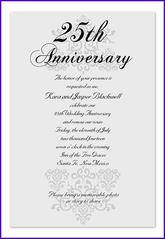 25th Anniversary Invitations Templates 25th Anniversary Invitations Templates