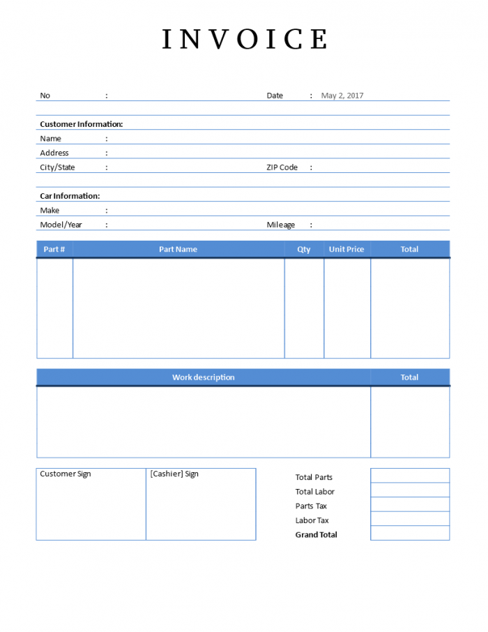 Automotive Invoice Template For Quickbooks Automotive Invoice Template For Quickbooks