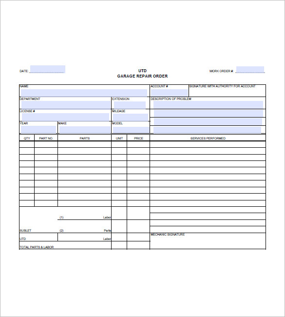 Automotive Repair Invoice Template Automotive Repair Invoice Template