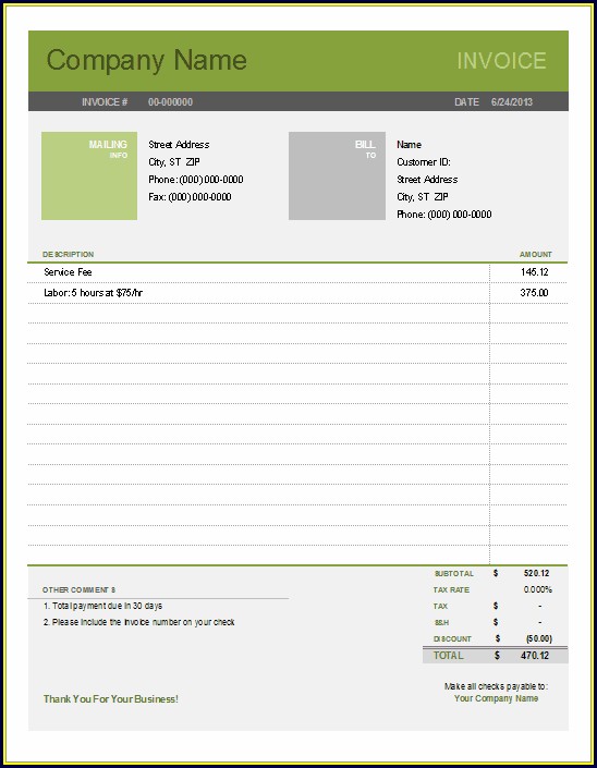Billing Template Excel Free Billing Template Excel Free