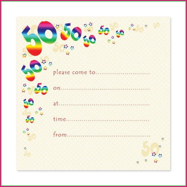 Blank 50th Birthday Invitations Templates Blank 50th Birthday Invitations Templates
