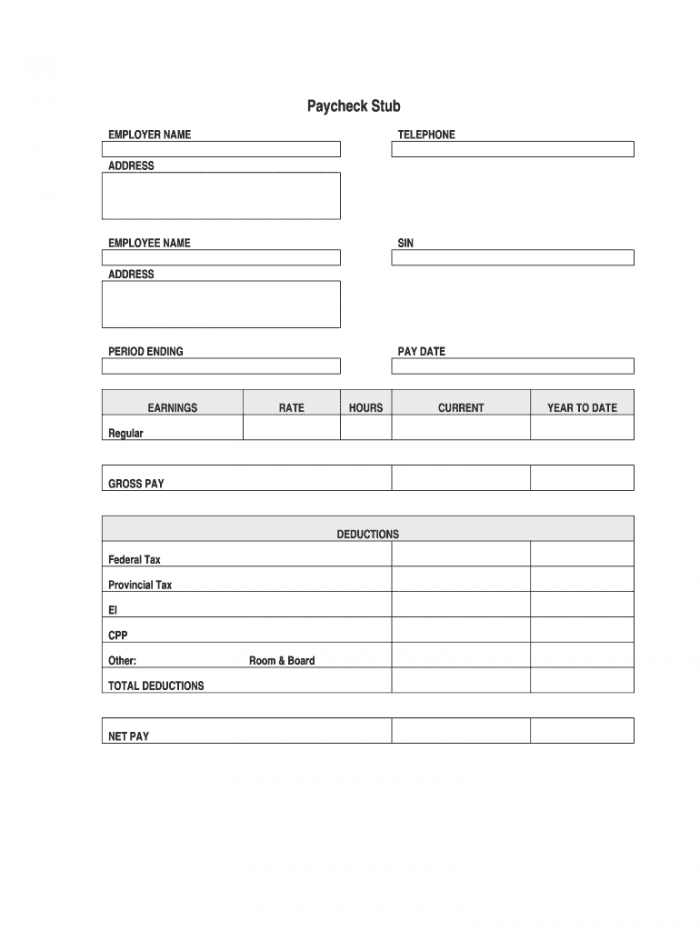 Blank Paycheck Stub Template Blank Paycheck Stub Template