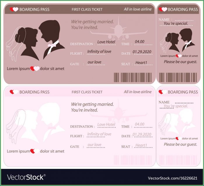 Boarding Pass Wedding Invitation Template Boarding Pass Wedding Invitation Template
