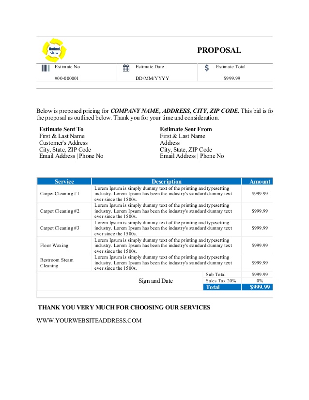 Carpet Cleaning Quote Template Carpet Cleaning Quote Template