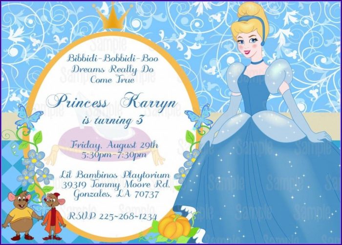 Cinderella Birthday Invitation Card Template Cinderella Birthday Invitation Card Template