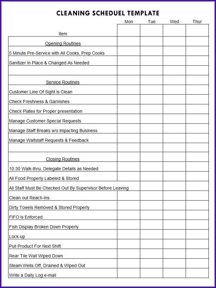 Cleaning Checklist Template Excel Free Download Cleaning Checklist Template Excel Free Download