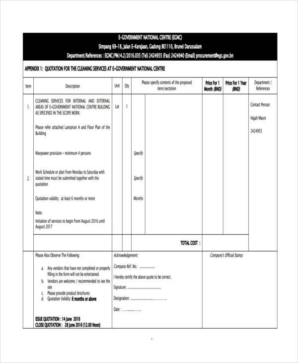 Commercial Cleaning Cleaning Quote Template Commercial Cleaning Cleaning Quote Template