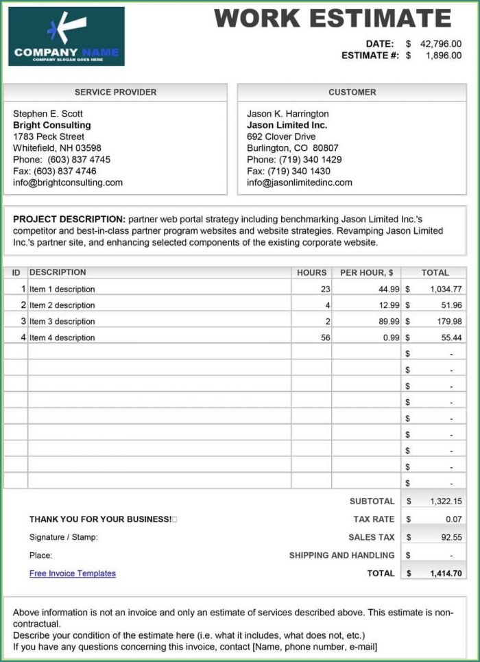 Construction Estimating Template Construction Estimating Template