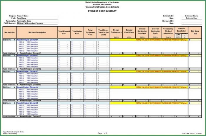 Construction Estimating Template Excel Construction Estimating Template Excel