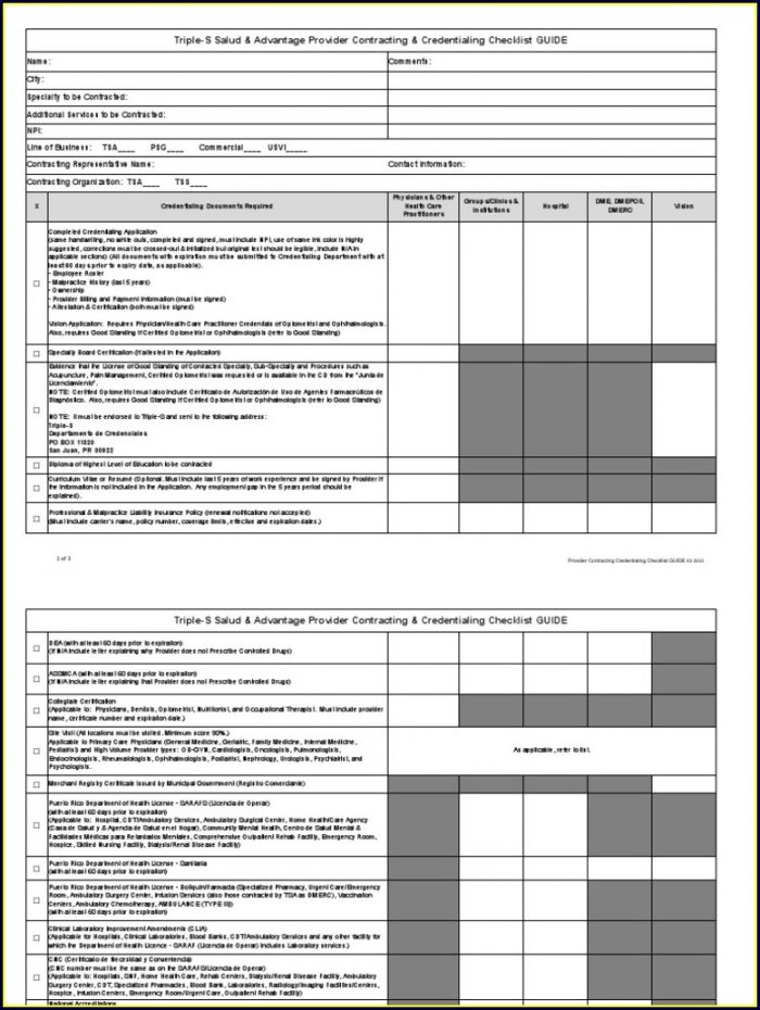 Credentialing Checklist Template Credentialing Checklist Template