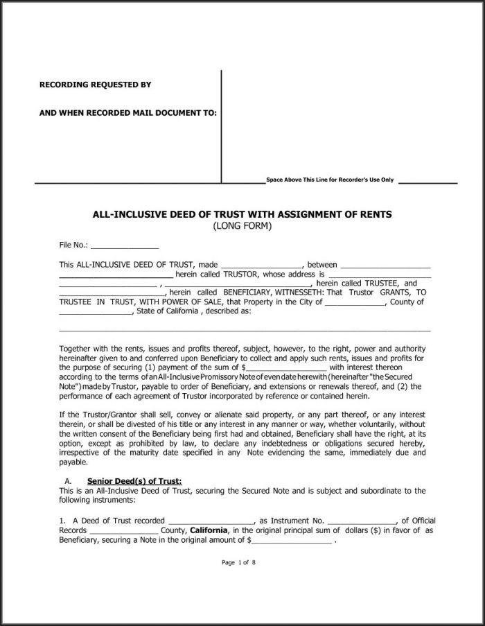 Deed Of Trust Template California Deed Of Trust Template California