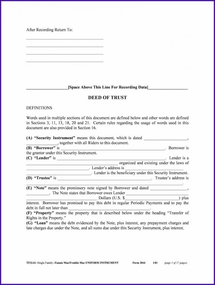 Deed Of Trust Template Texas Deed Of Trust Template Texas