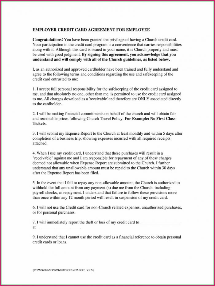 Employee Company Credit Card Policy Template Employee Company Credit Card Policy Template
