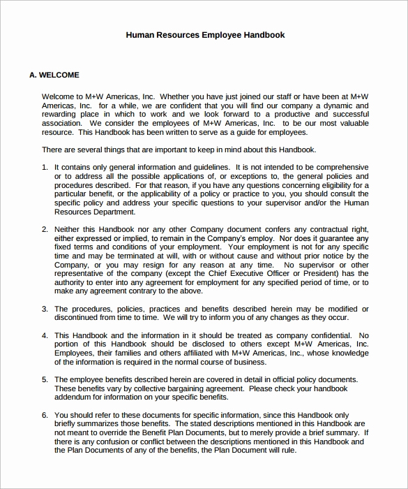 Employee Handbook Addendum Template Employee Handbook Addendum Template