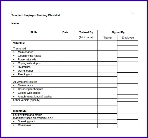 Employee Training Checklist Template Excel Free Employee Training Checklist Template Excel Free