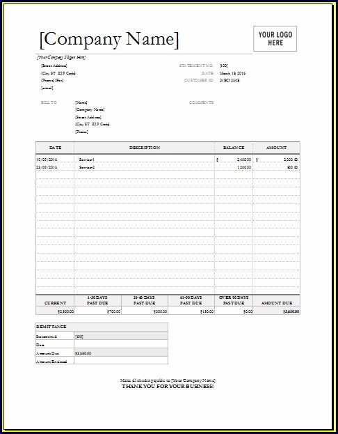 Excel Billing Statement Template Excel Billing Statement Template