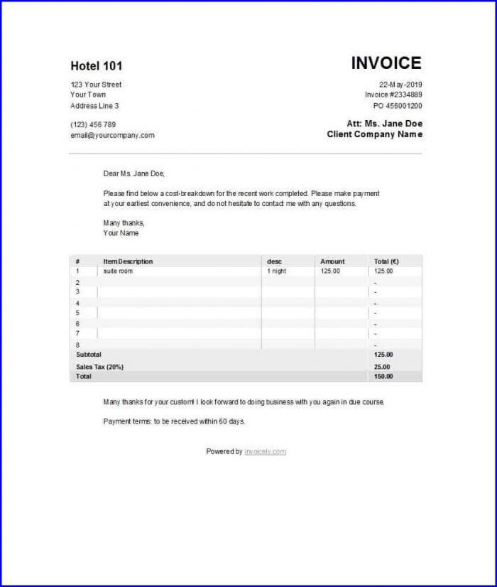 Fake Hotel Receipt Template Fake Hotel Receipt Template
