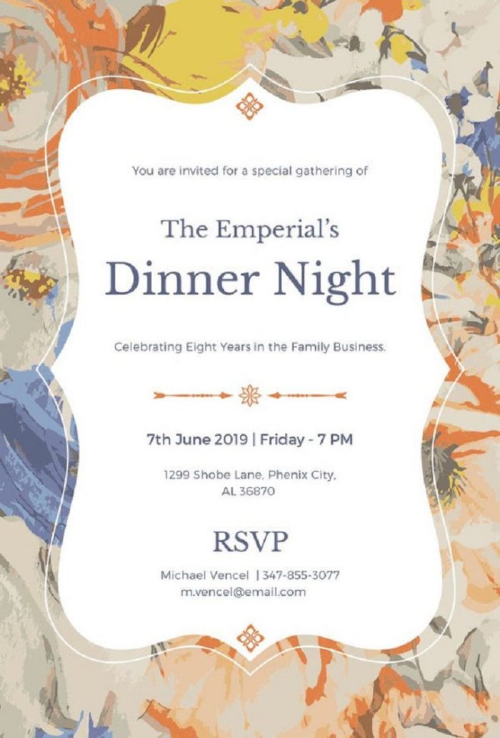 Formal Invitation To Dinner Template Formal Invitation To Dinner Template