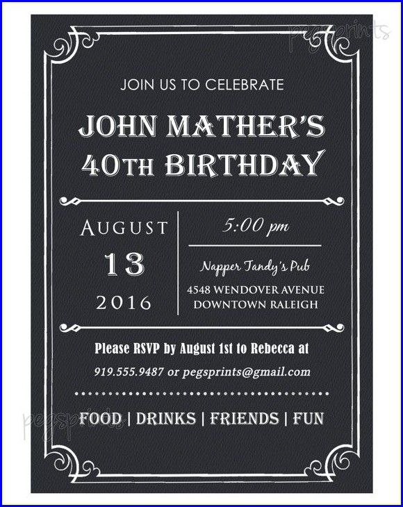 Free 40th Birthday Invitation Templates For Him Free 40th Birthday Invitation Templates For Him