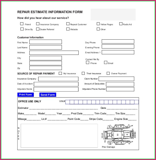 Free Auto Body Repair Estimate Template Forms Free Auto Body Repair Estimate Template Forms
